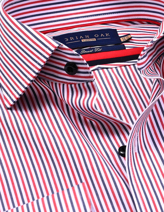 Contrast Red & Blue Striped Formal Shirt