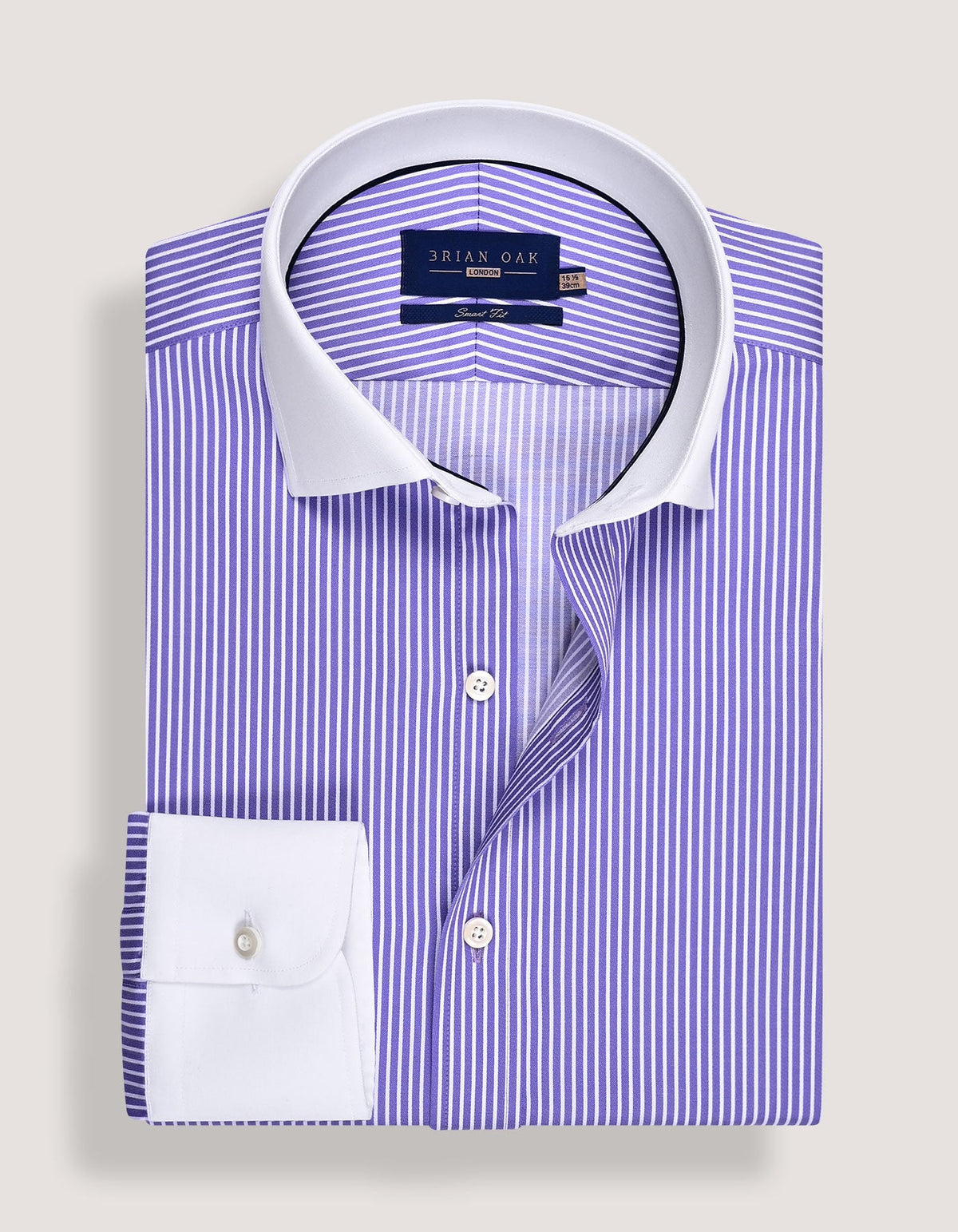 Violet Stripe Shirt with Contrast Collar