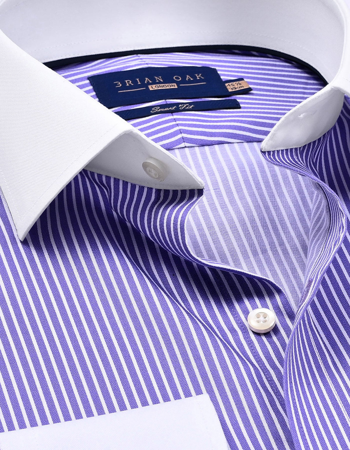 Violet Stripe Shirt with Contrast Collar