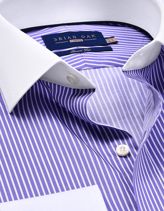 Violet Stripe Shirt with Contrast Collar