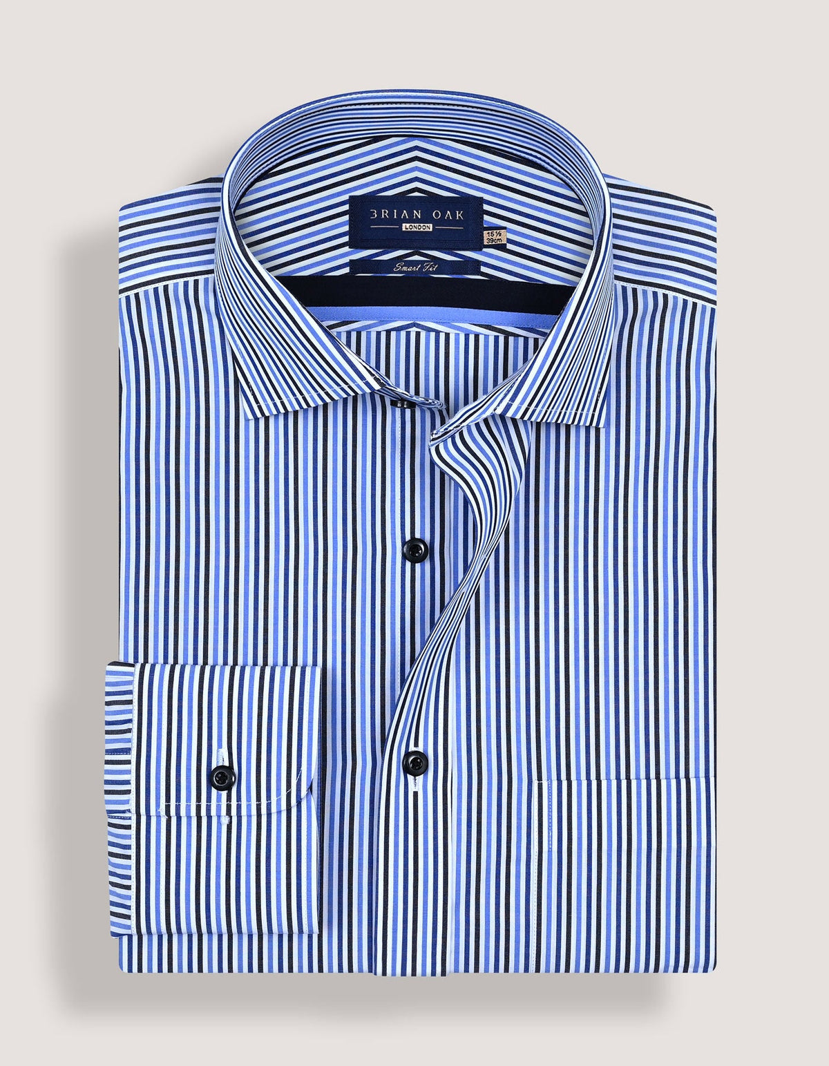 Royal Blue and Navy Striped Formal Shirt