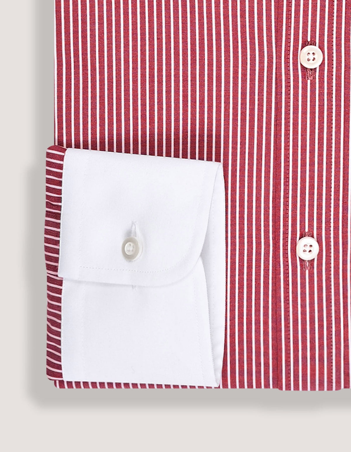 Maroon Stripe Cotton Shirt with Contrast Collar