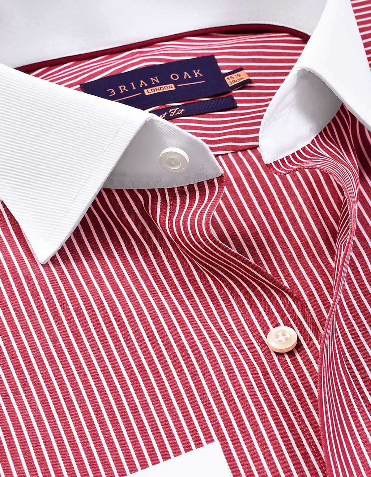 Maroon Stripe Cotton Shirt with Contrast Collar