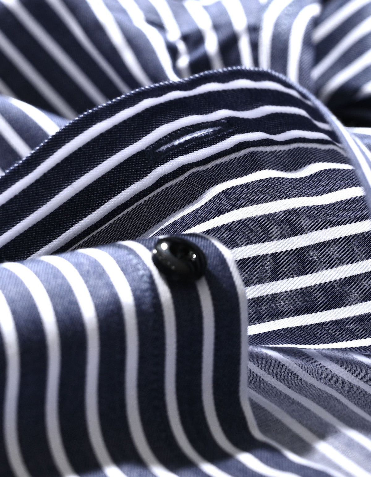 Navy Striped Cotton Dress Shirt