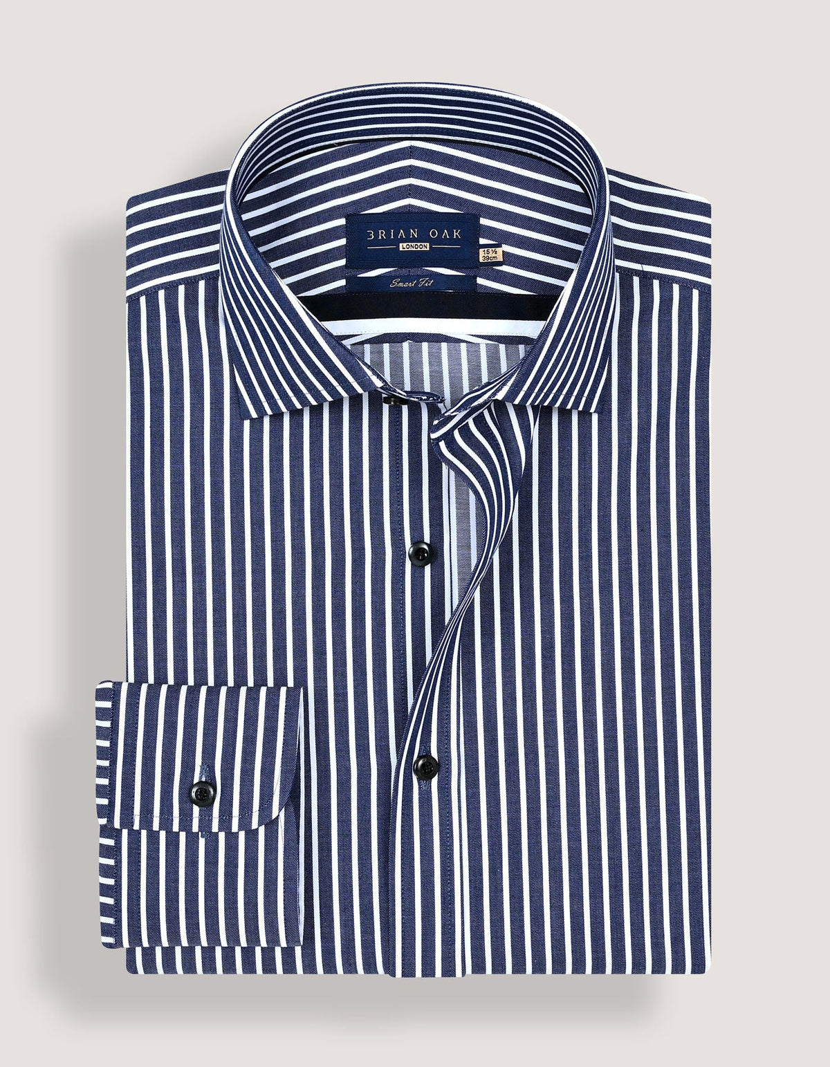 Navy Striped Cotton Dress Shirt