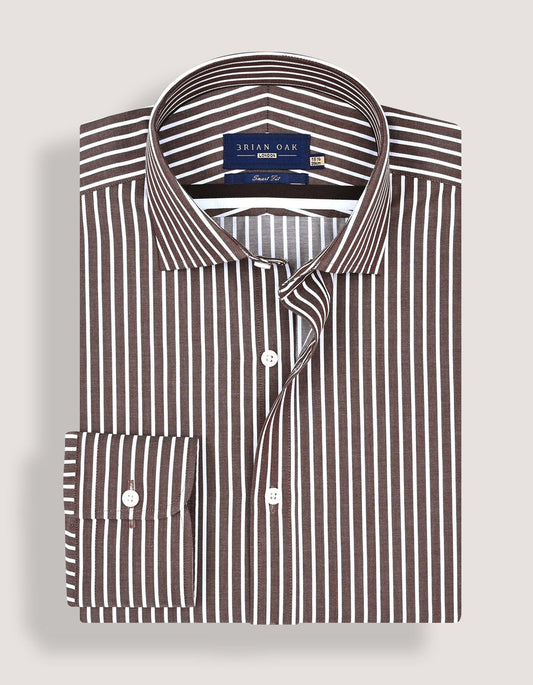 Smart Fit Brown Striped Shirt