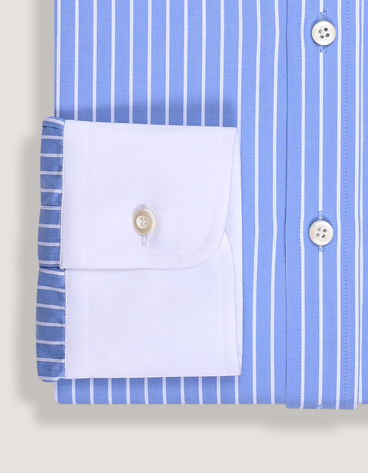 Striped Sky Blue Shirt with Contrast Collar