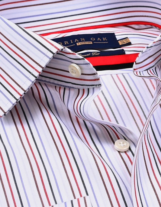 Red Multicolour Stripes Shirt