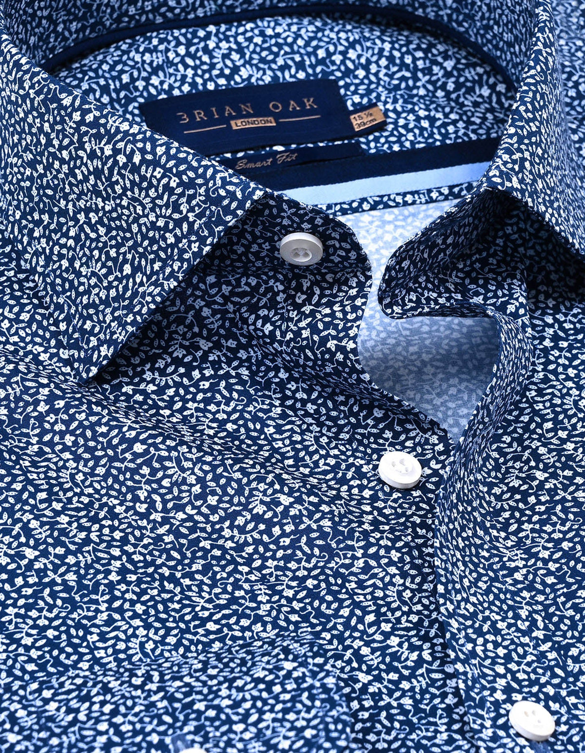 Navy Floral Vine Print Dress Shirt