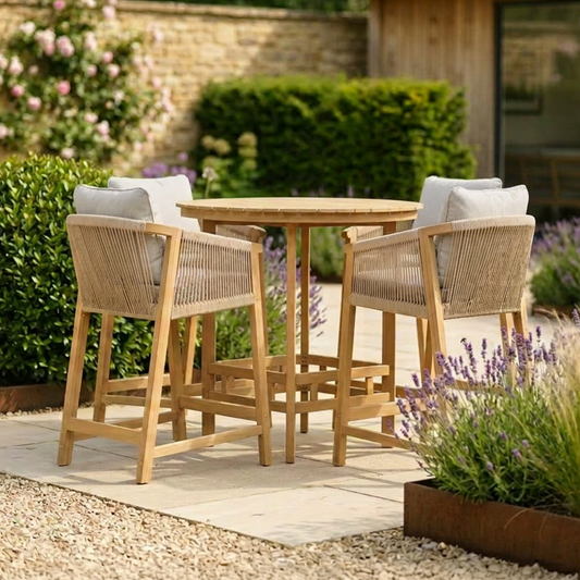 Roma 100cm Round Sunray High Bar Table with 4 Roma Deluxe Bar Stools