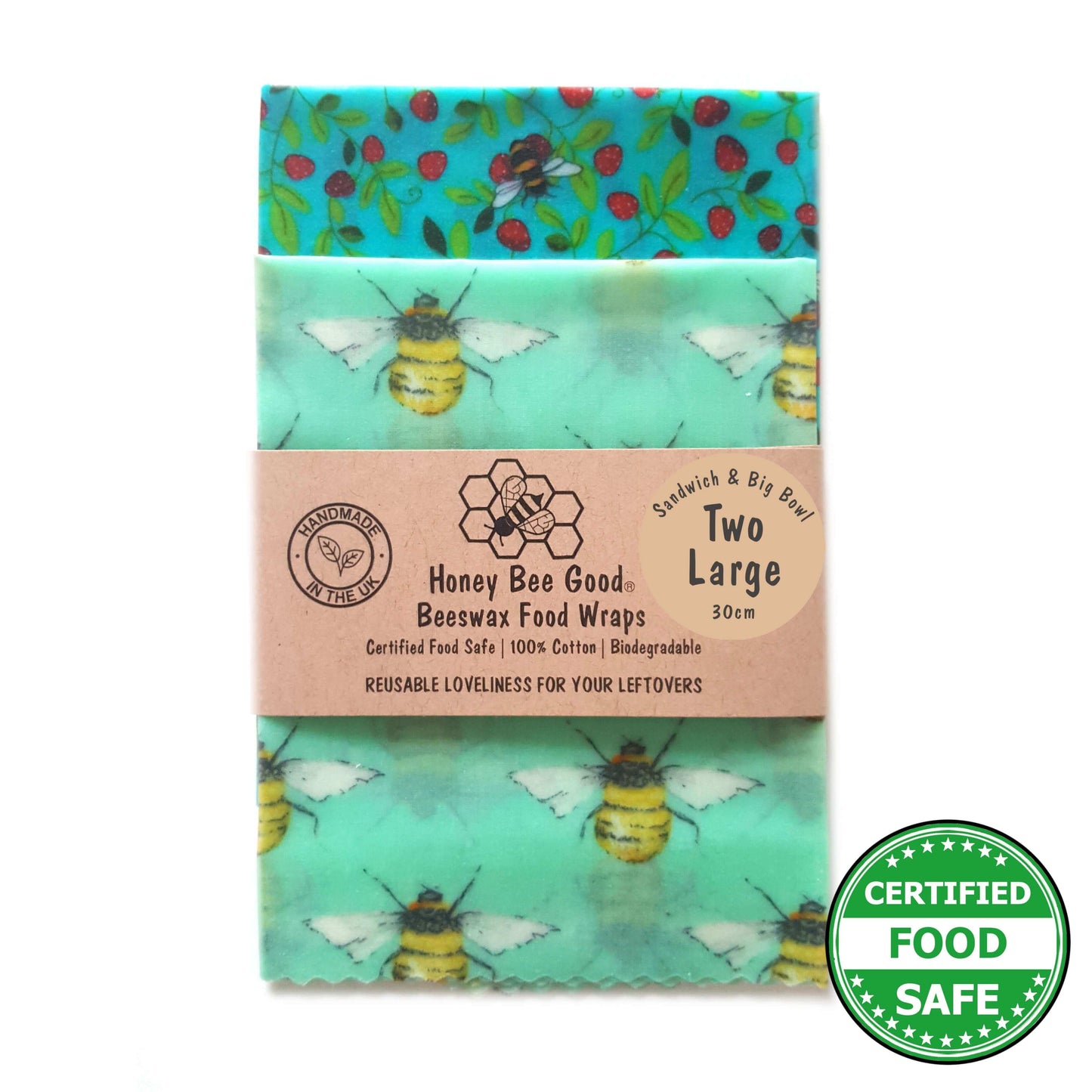 Honey Bee Good Set of 2 Large Handmade Beeswax Wraps | Beetastic