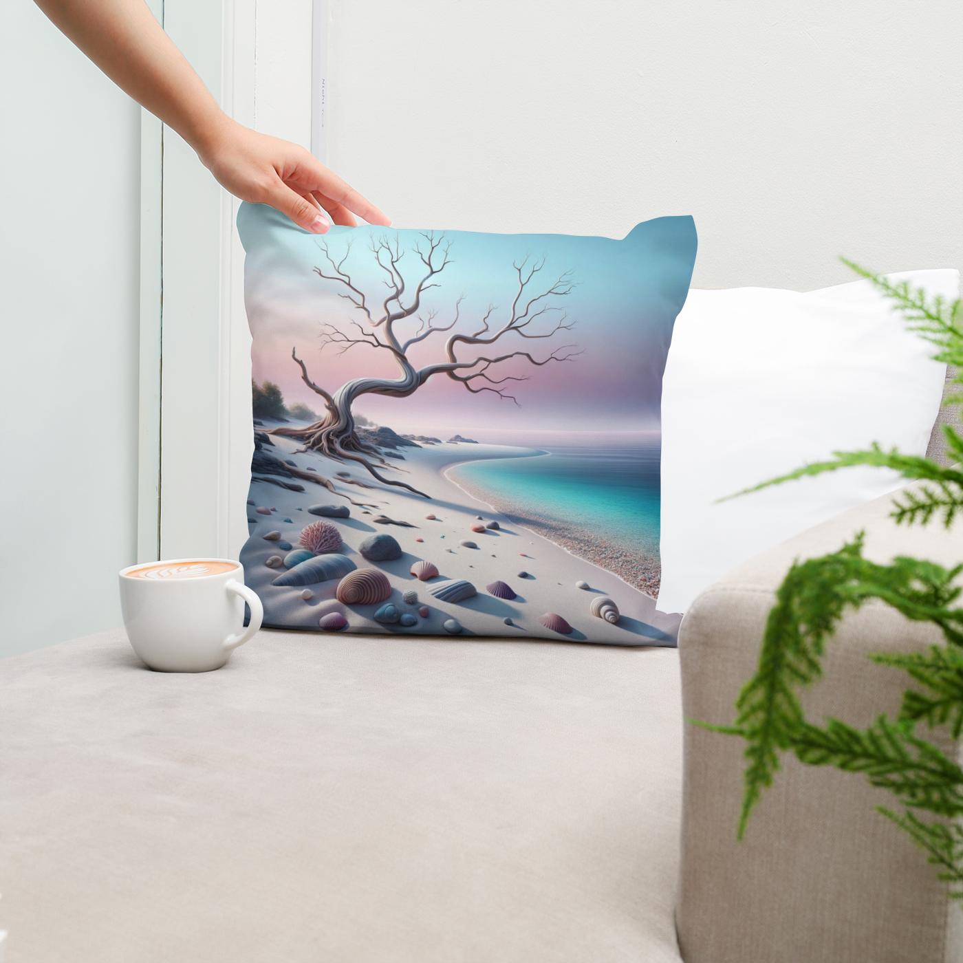 Serene Shoreline Cotton Cushion