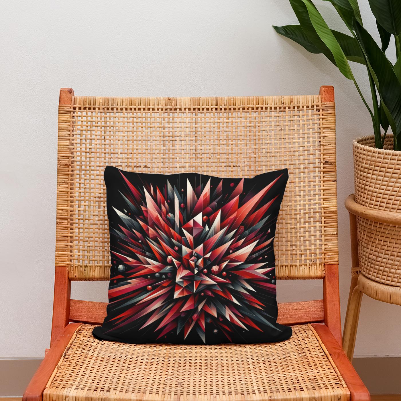 Fiery Embrace: Geometric Passion Cotton Cushion