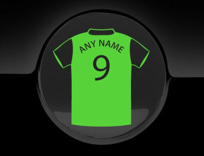 Personalised Football T-Shirt Fuel Cap Cover Car Sticker