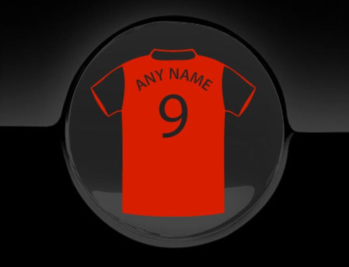 Personalised Football T-Shirt Fuel Cap Cover Car Sticker