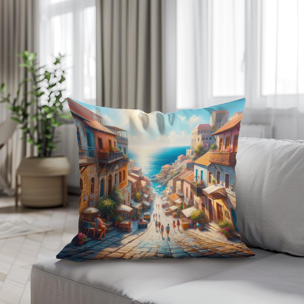 Sunny Mediterranean Charm Cotton Cushion