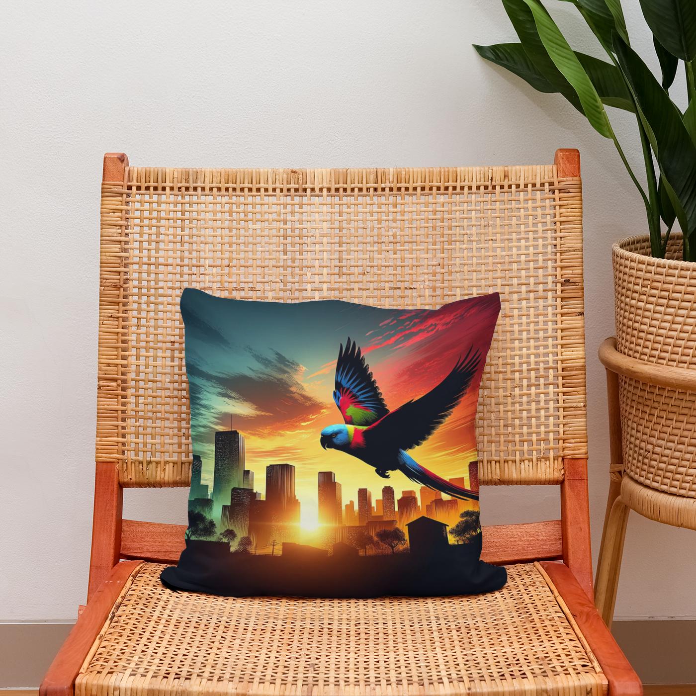 Urban Flight Silhouette Cotton Cushion