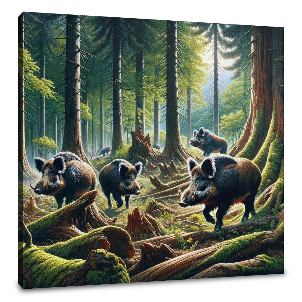 Woodland Boars Canvas