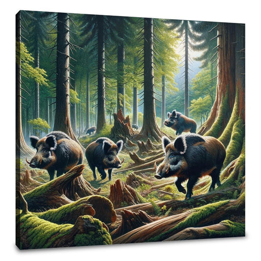 Woodland Boars Canvas