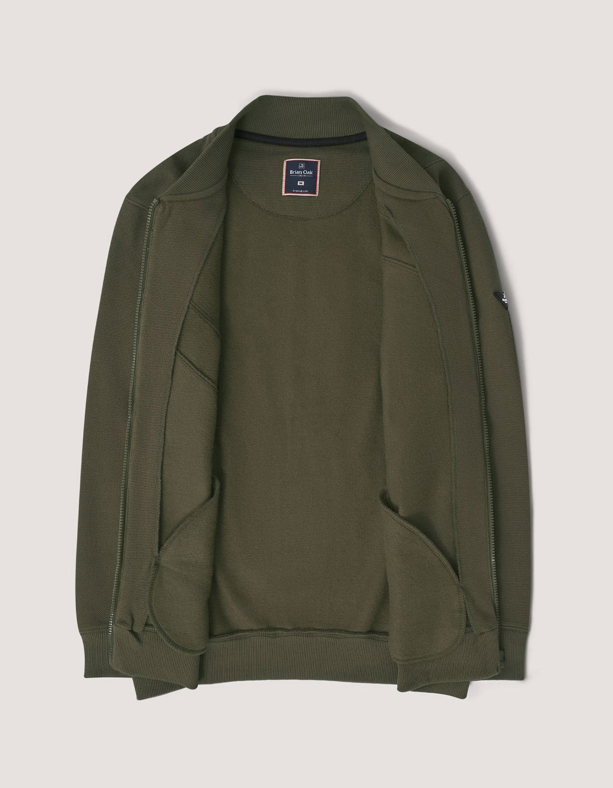 Olive Textured Full Zip Fleece