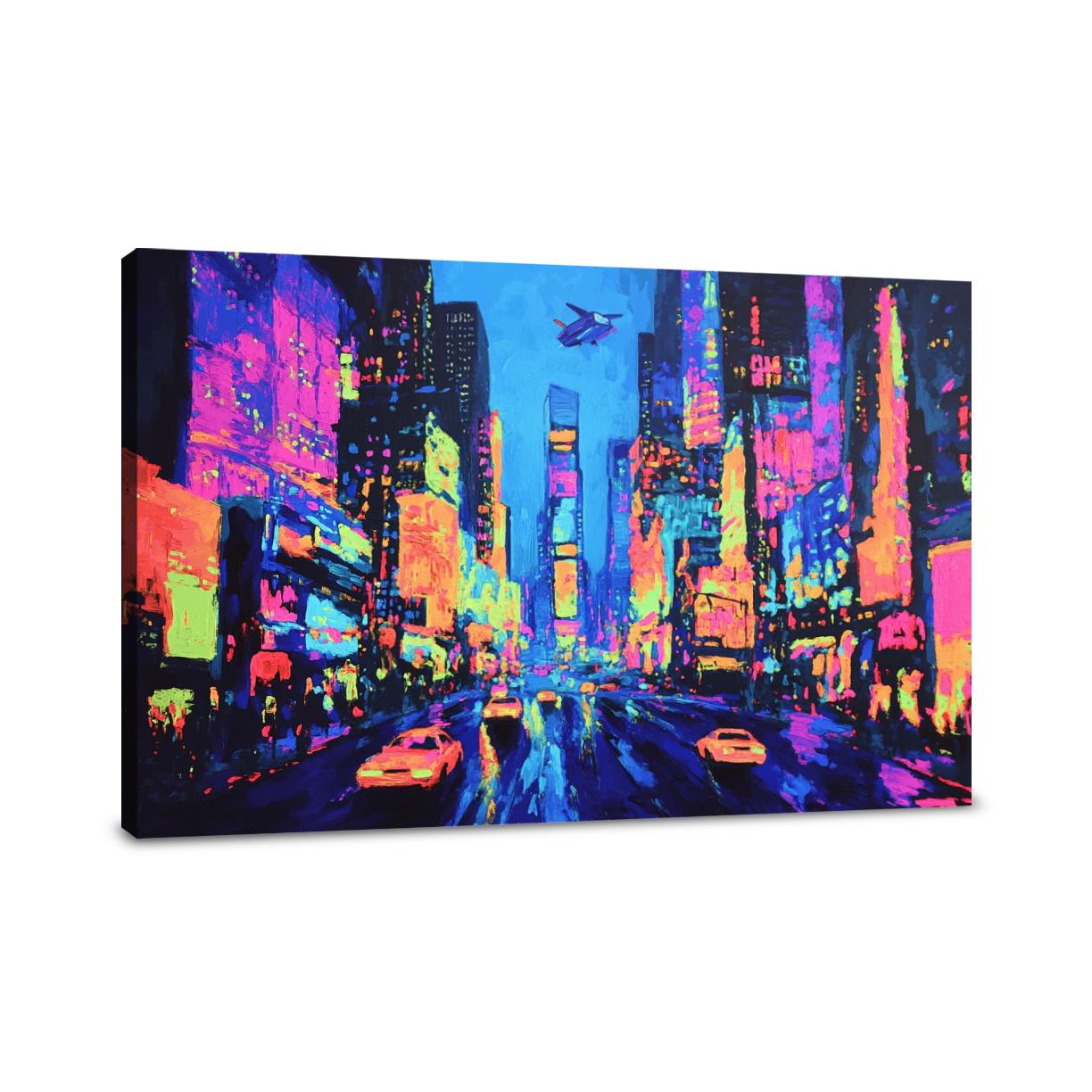 Neon Metropolis Night Canvas