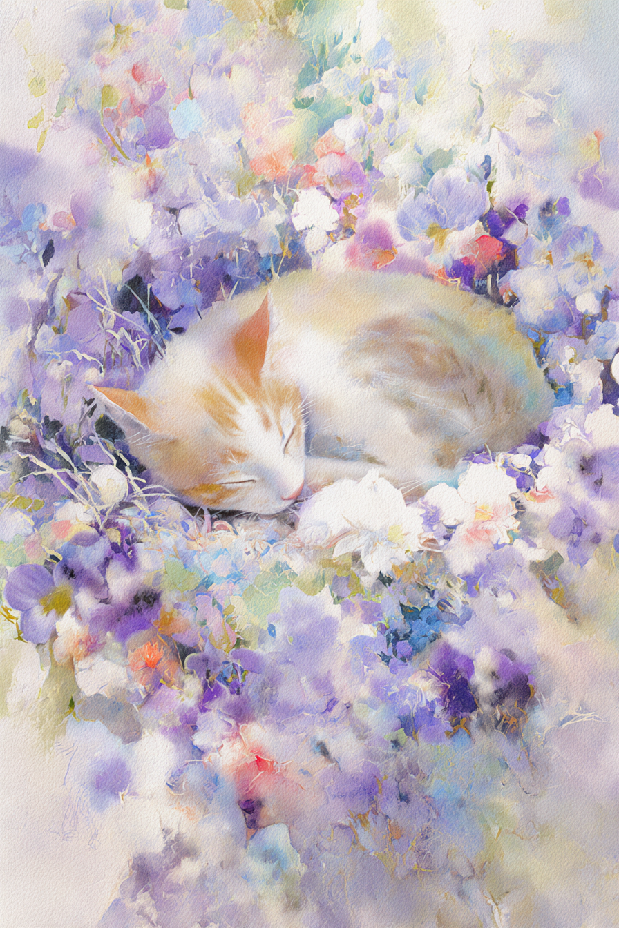 Feline Floral Canvas