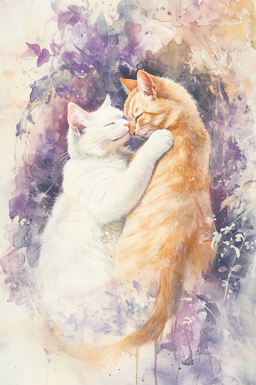 Feline Love on Canvas