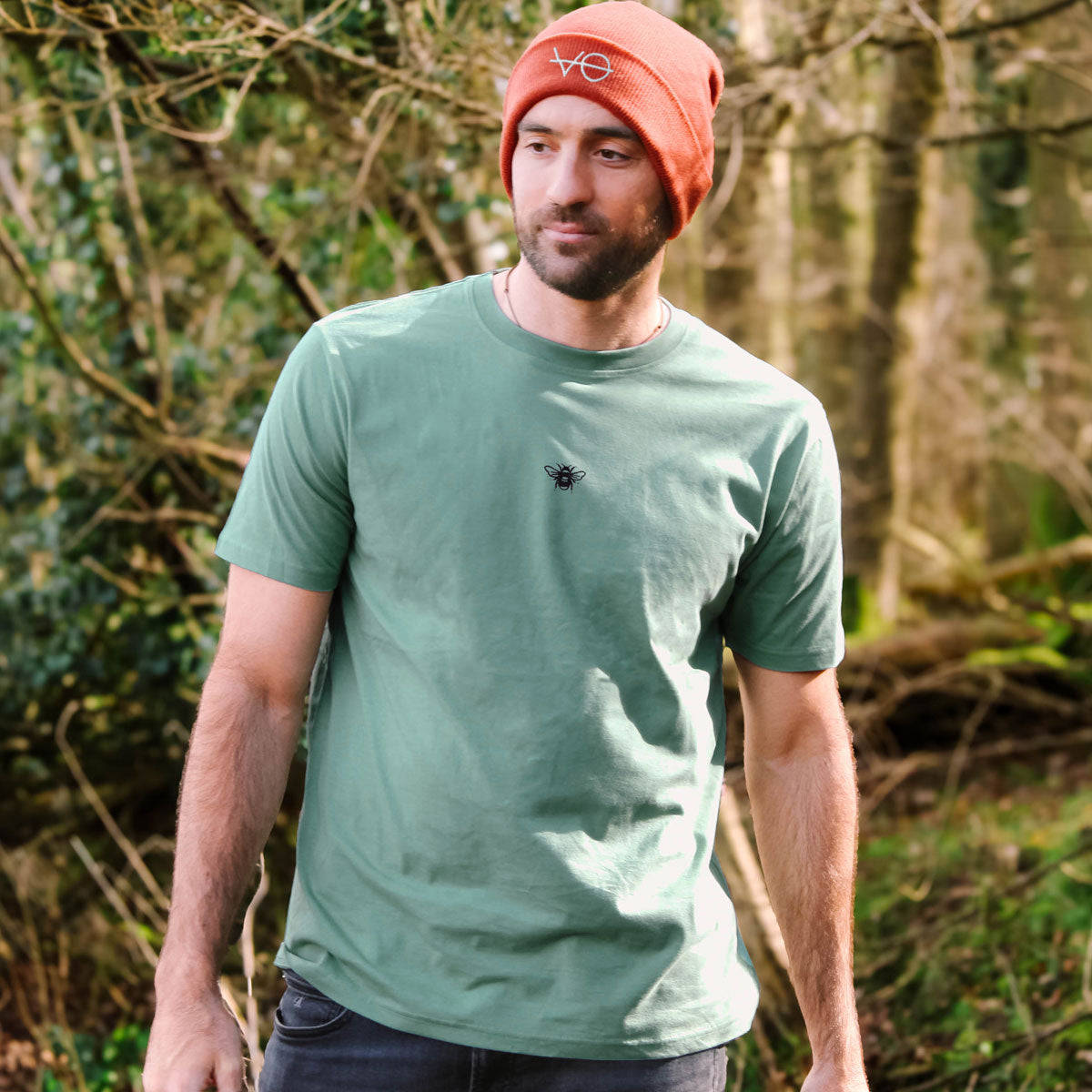 Tiny Embroidered Bumble Bee T-Shirt (Unisex)