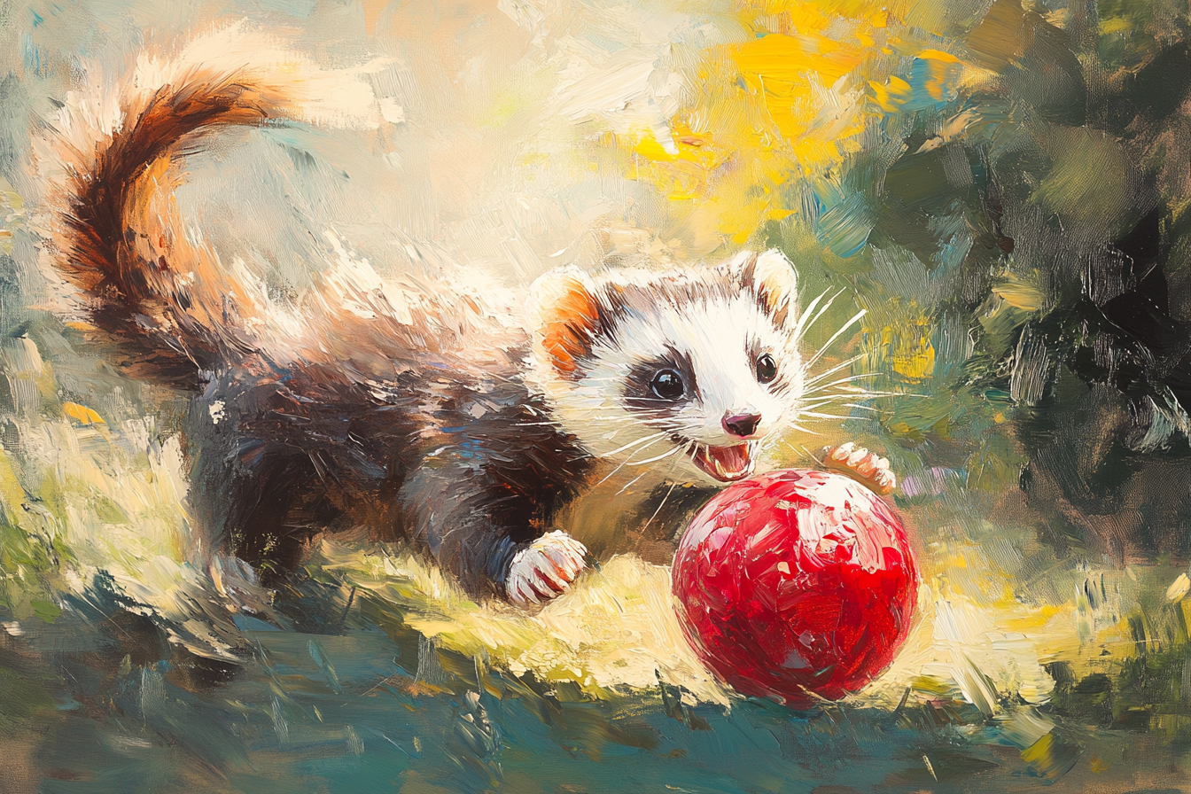 Ferret Frolic Canvas