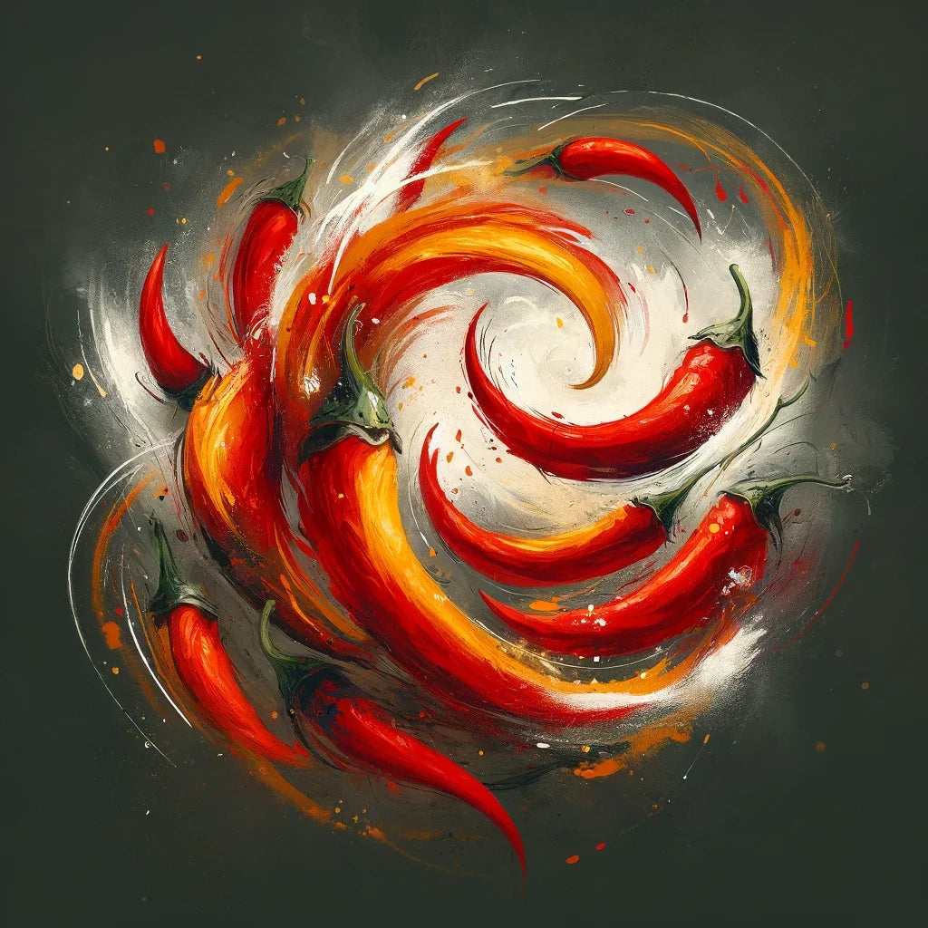 Fiery Pepper Swirls Canvas