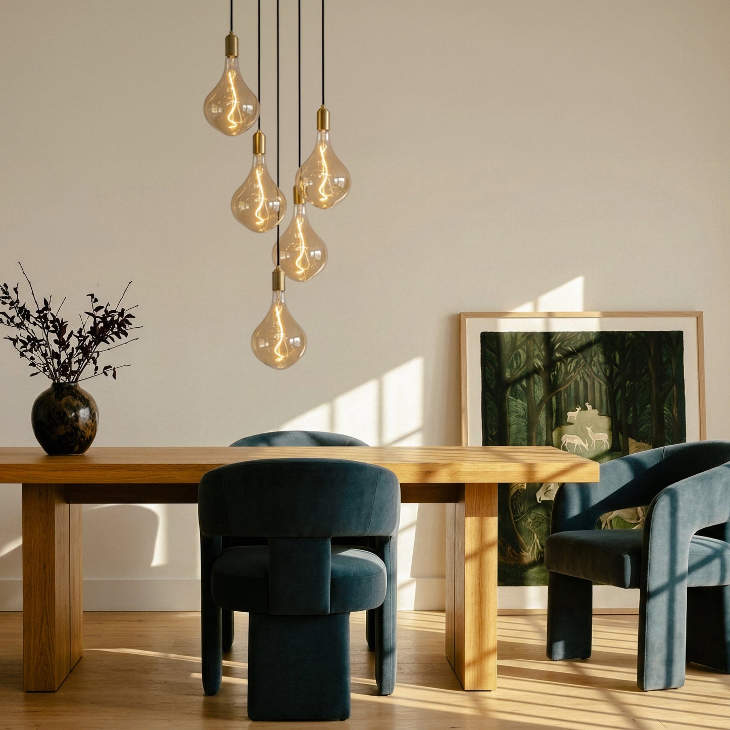Five Pendant in Brass + Voronoi II