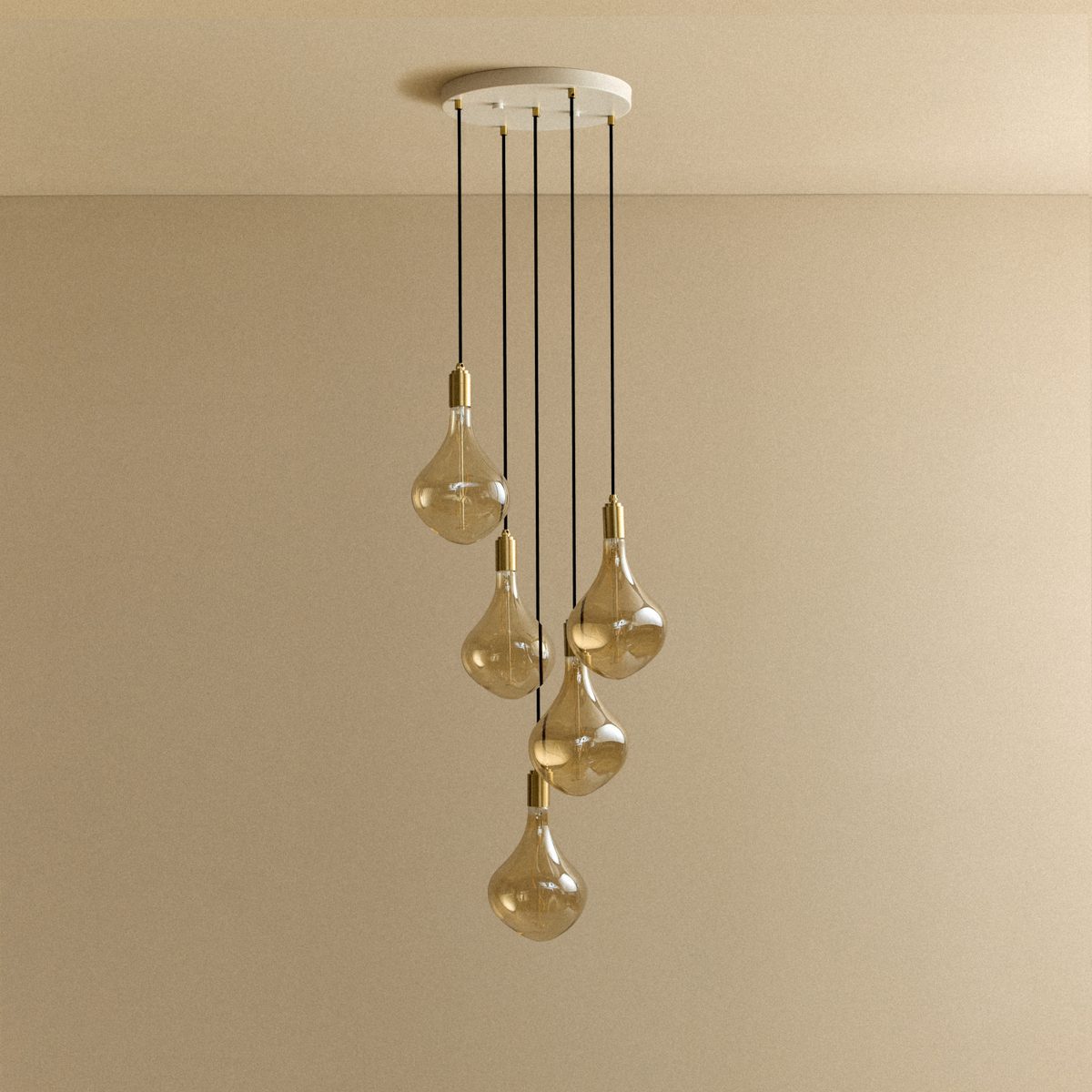 Five Pendant in Brass + Voronoi II
