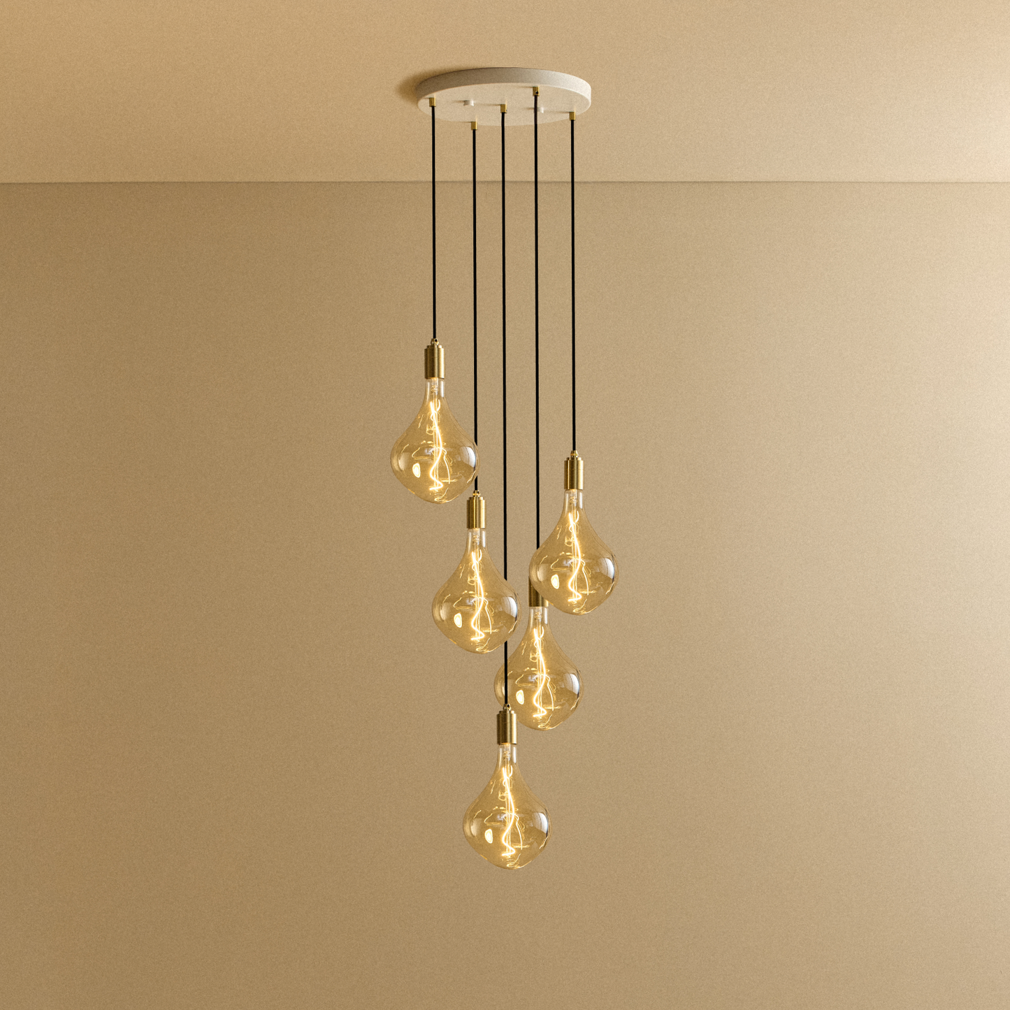 Five Pendant in Brass + Voronoi II