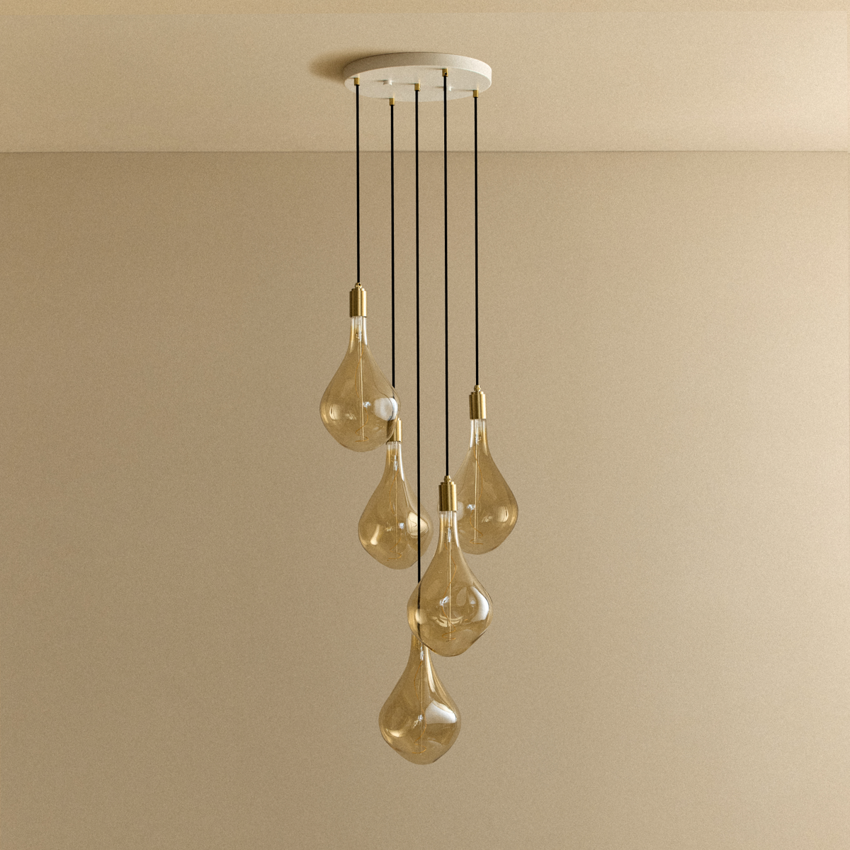 Five Pendant in Brass + Voronoi III