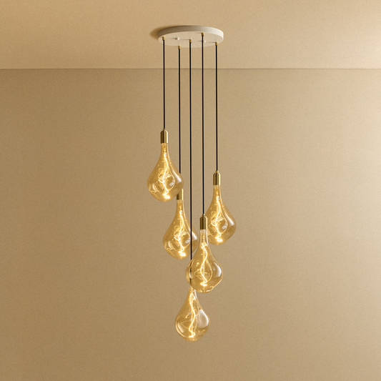 Five Pendant in Brass + Voronoi III