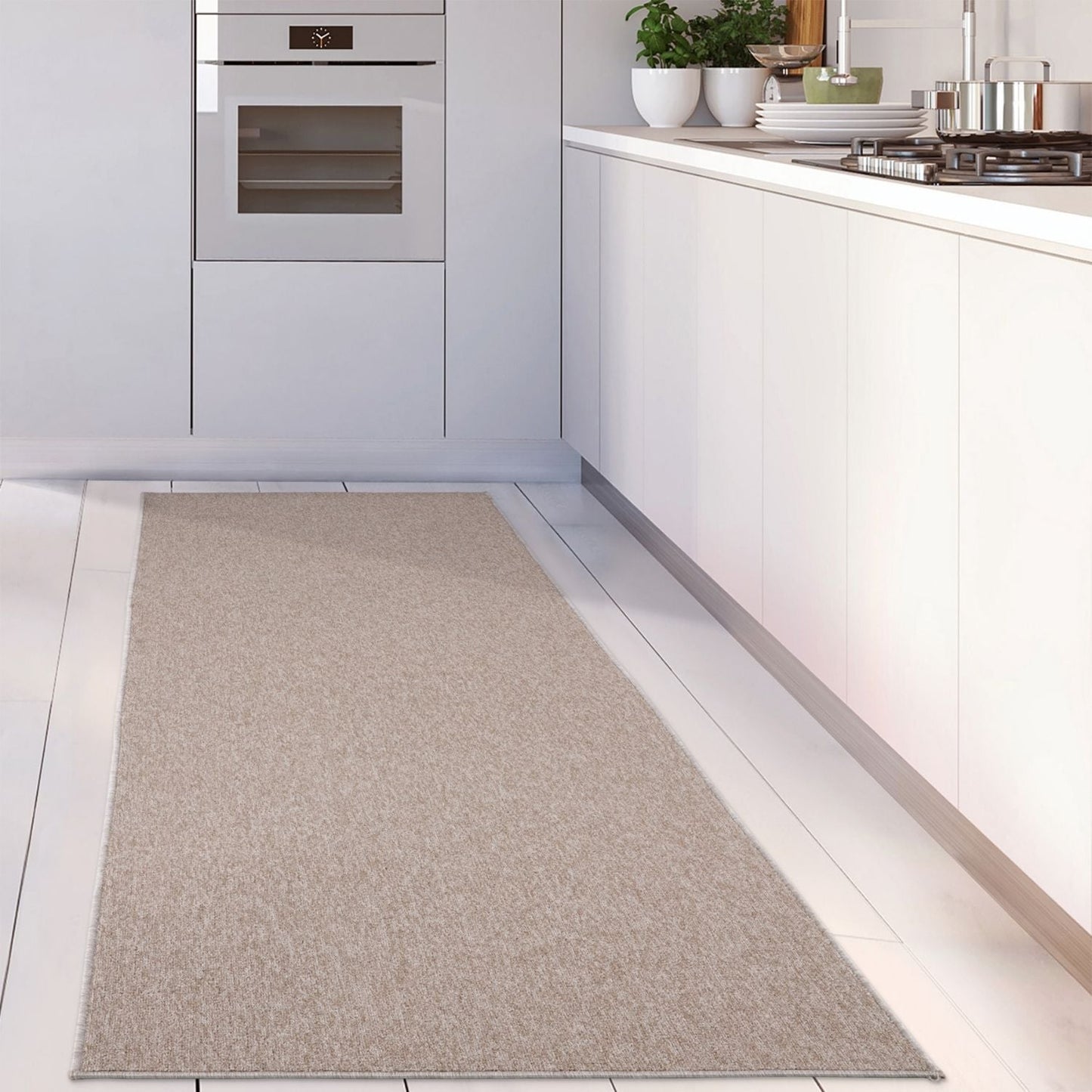Flex Beige Low Pile Solid Rug
