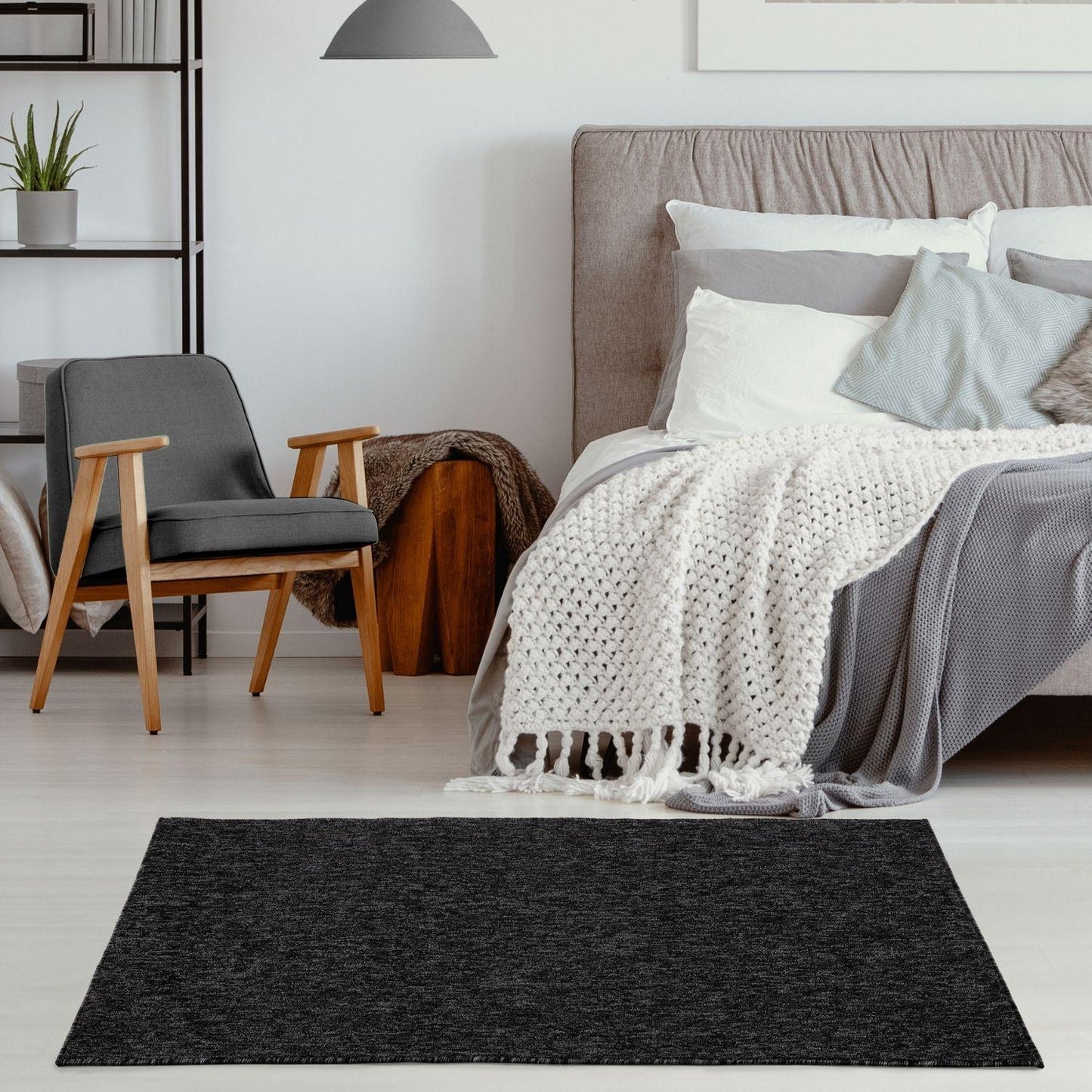 Flex Dark Grey Low Pile Solid  Rug