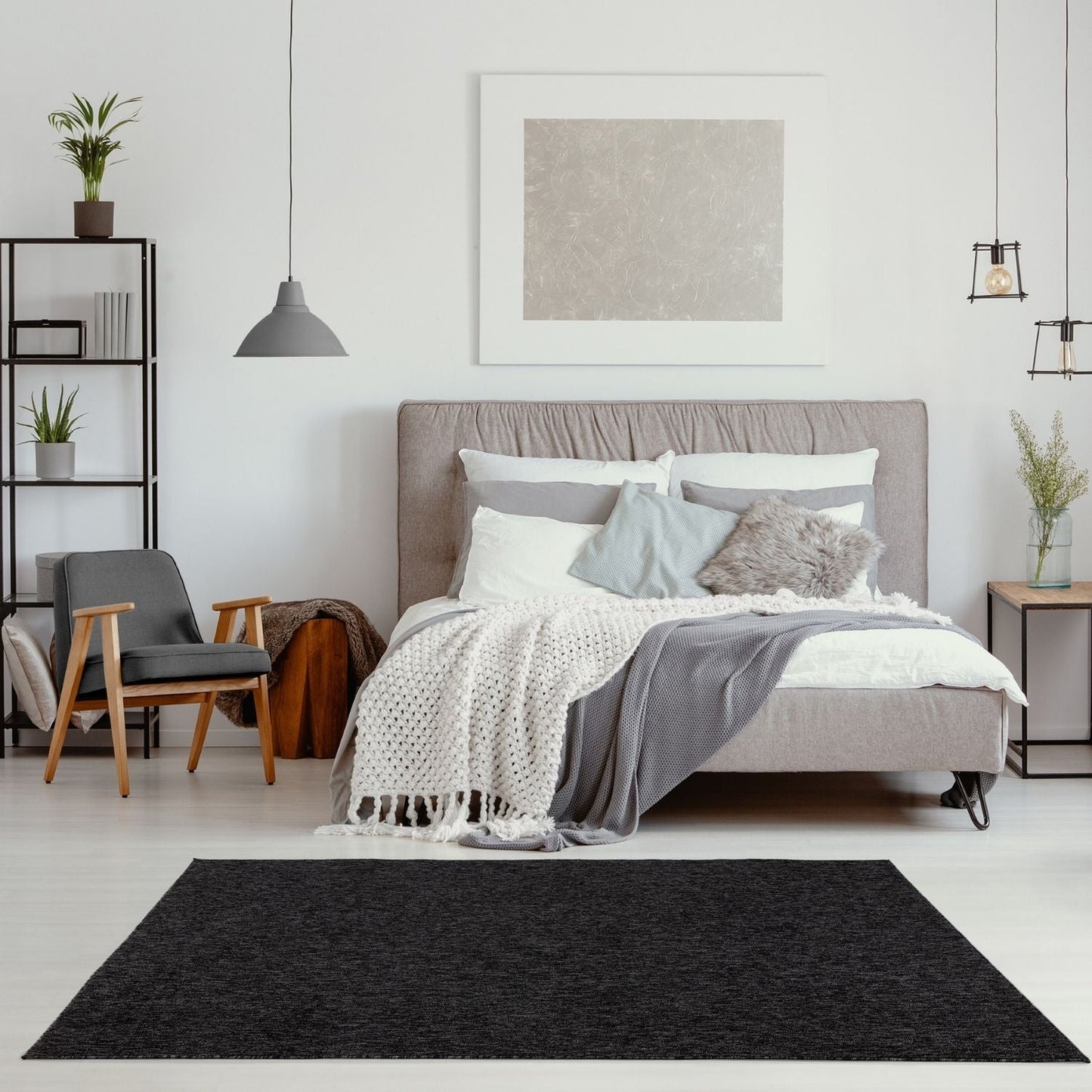 Flex Dark Grey Low Pile Solid  Rug