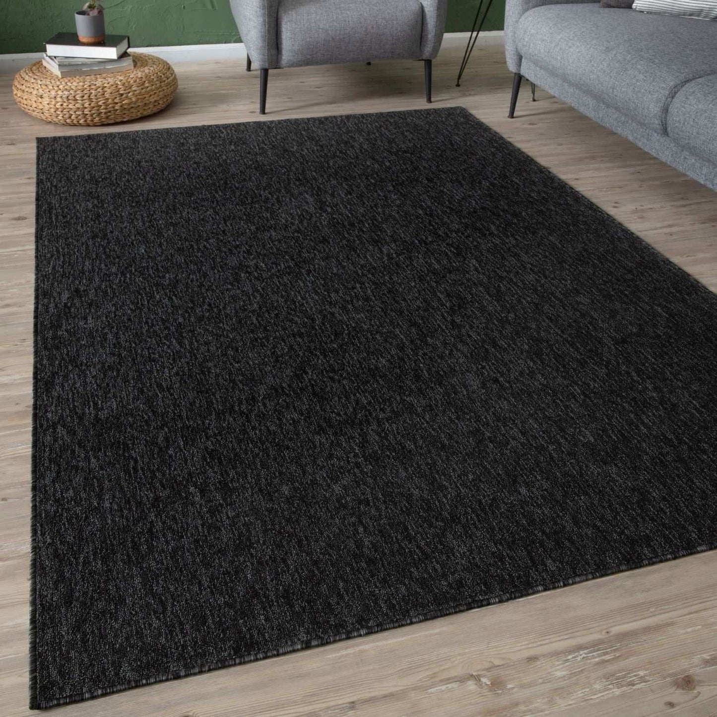 Flex Dark Grey Low Pile Solid  Rug