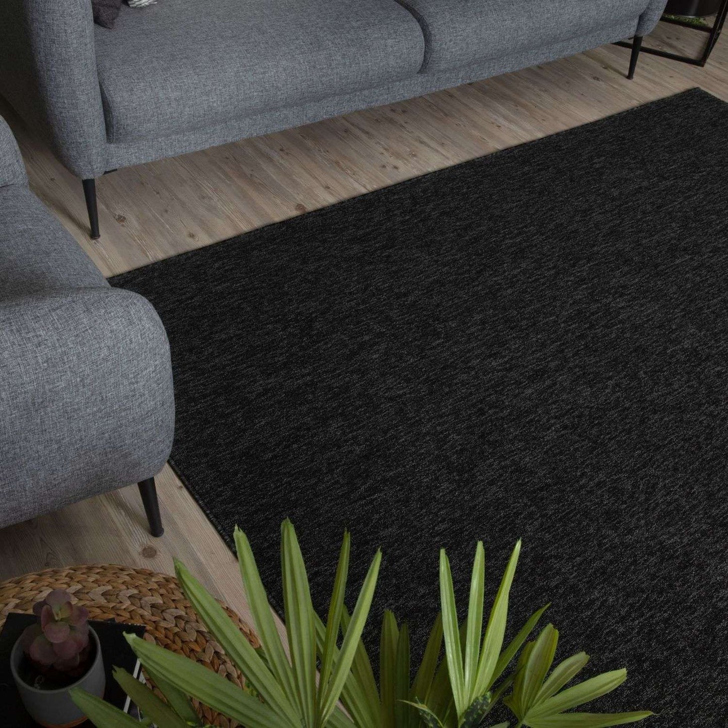Flex Dark Grey Low Pile Solid  Rug