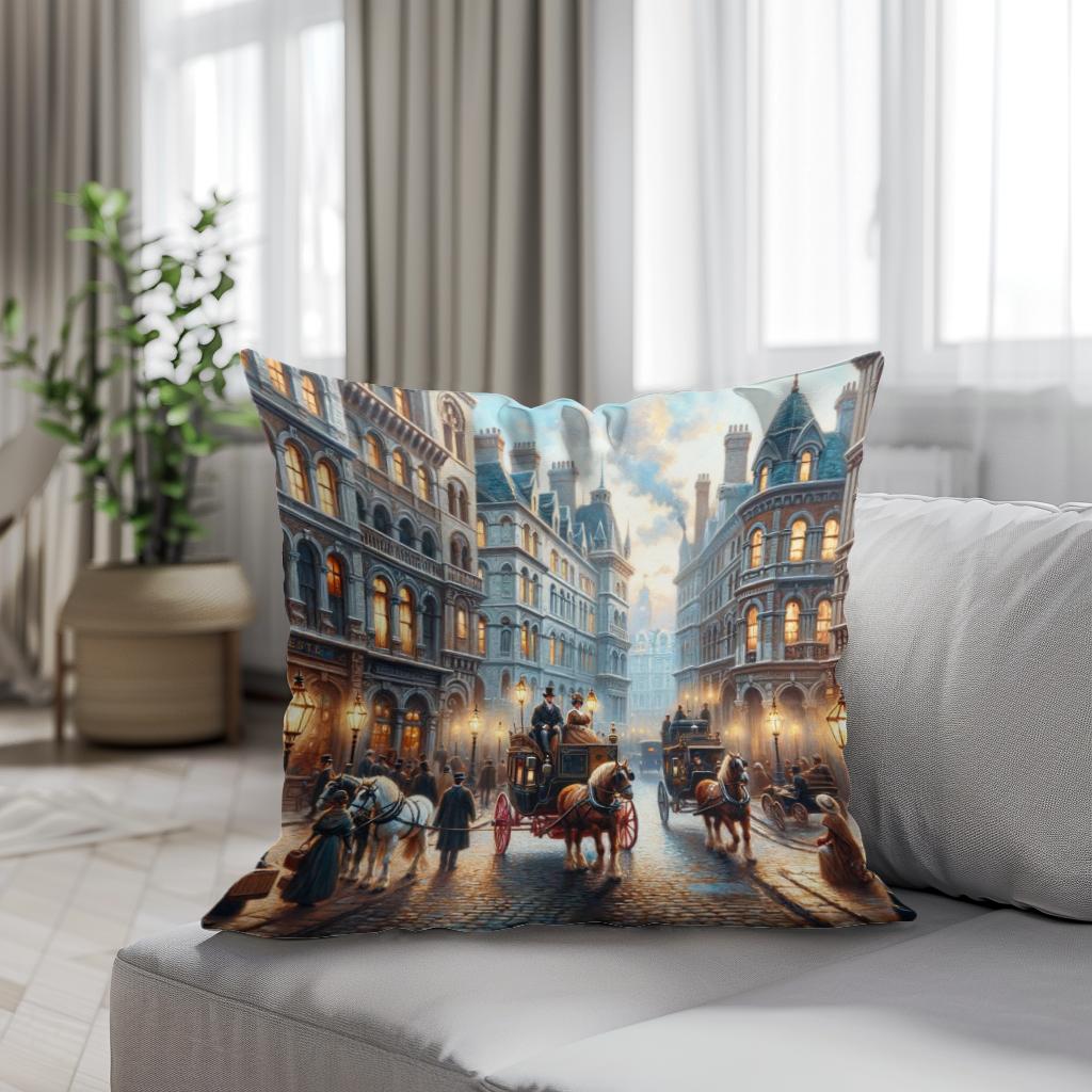 Victorian London Vista Cotton Cushion