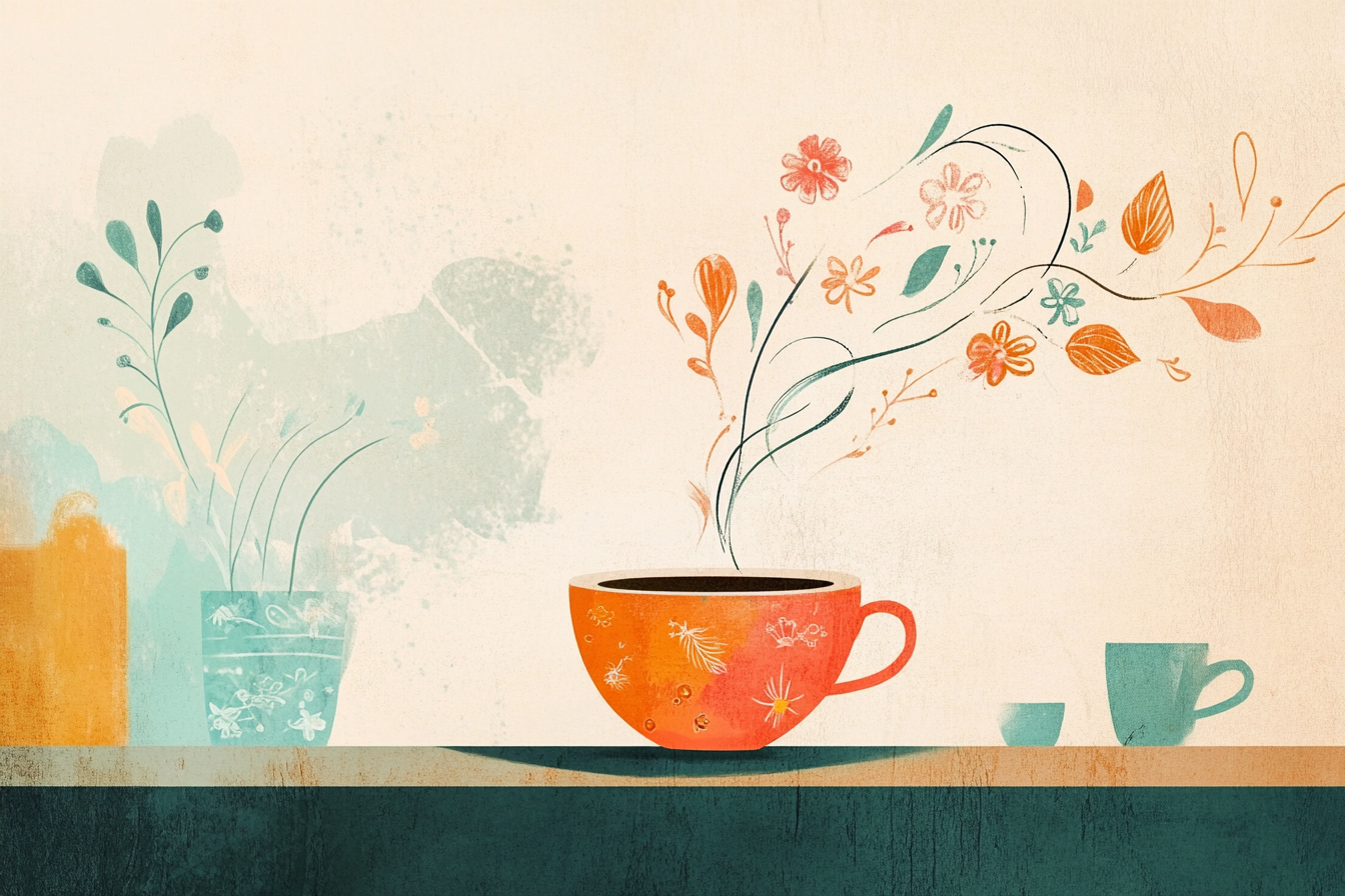 Floral Coffee Swirl Canvas
