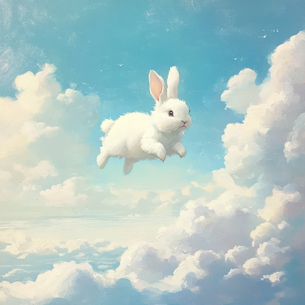 Fluffy Clouds Bunny Canvas