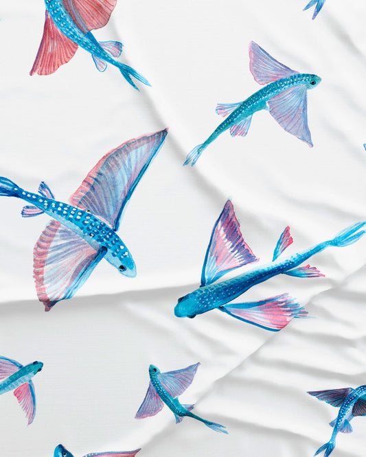 Womens Long Pyjamas - Flying Fish White