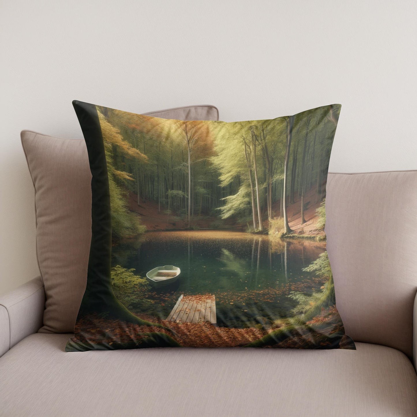 Autumn Pond Solitude Cotton Cushion