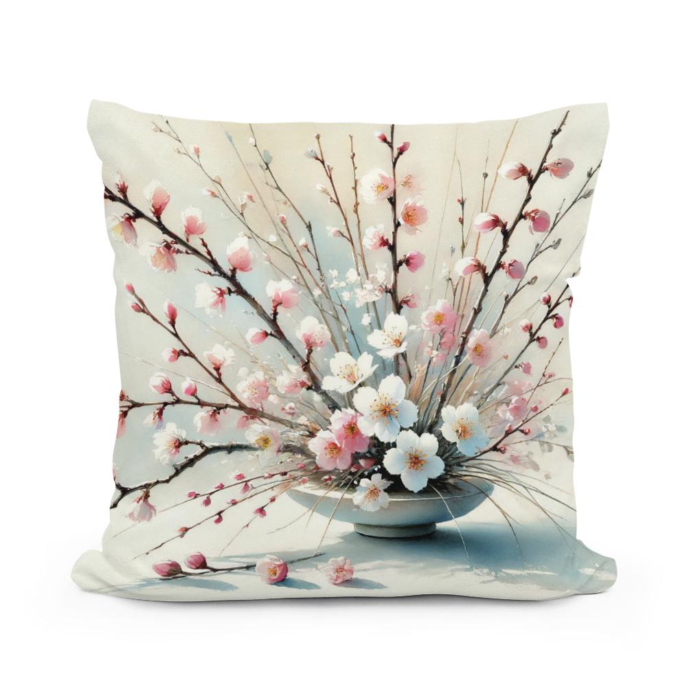 Cherry Blossom Ikebana Cotton Cushion