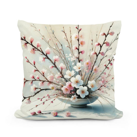 Cherry Blossom Ikebana Cotton Cushion