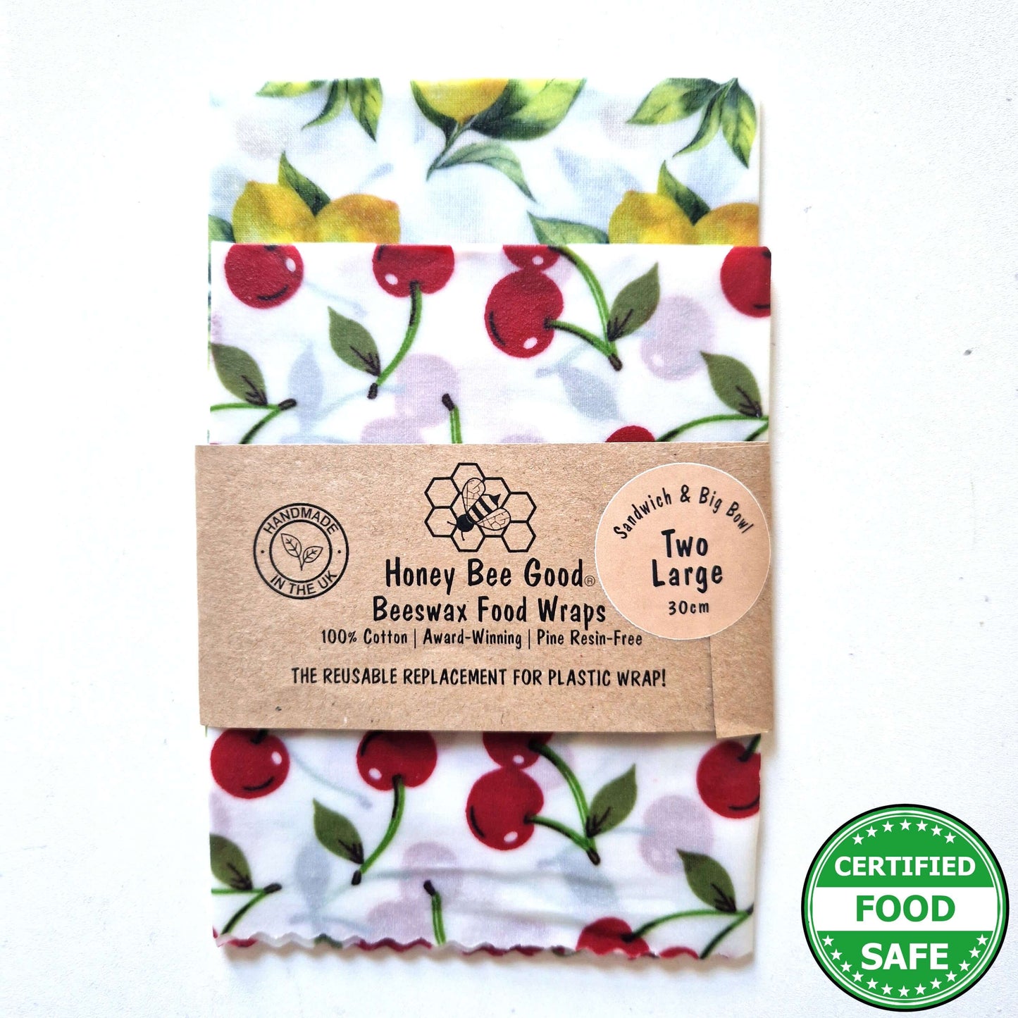 Honey Bee Good Set of 2 Large Handmade Beeswax Wraps | Italian Kitchen