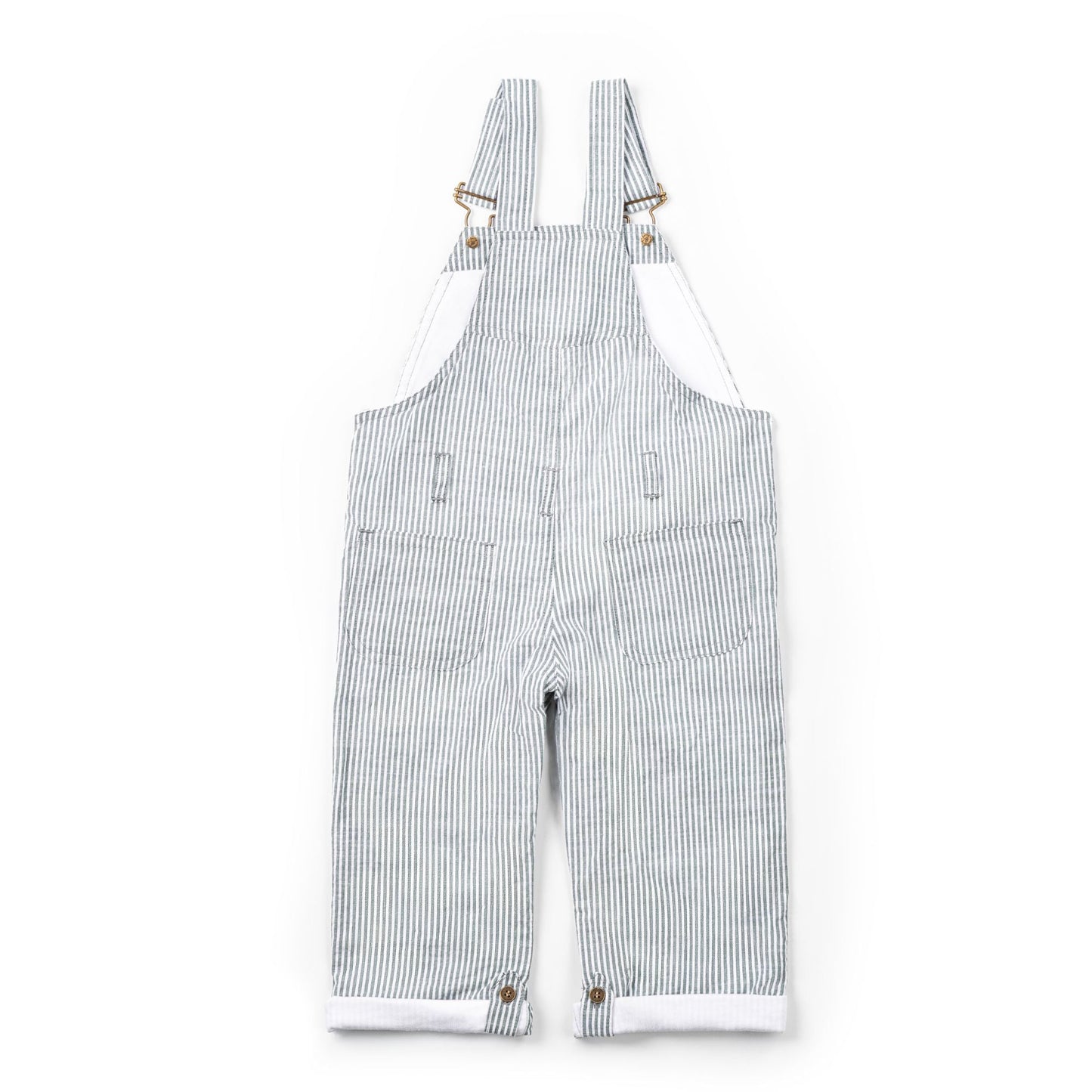 Forest Green Seersucker Dungarees
