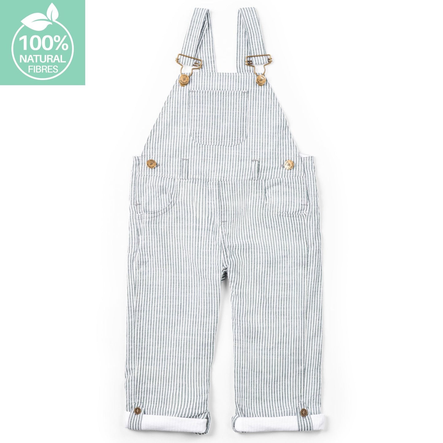 Forest Green Seersucker Dungarees
